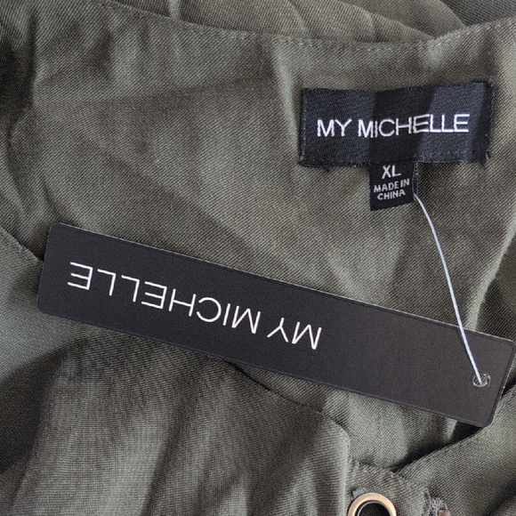 NWT My Michelle Army Green Sleeveless Tie Front Vest Top XL - Picture 6 of 7